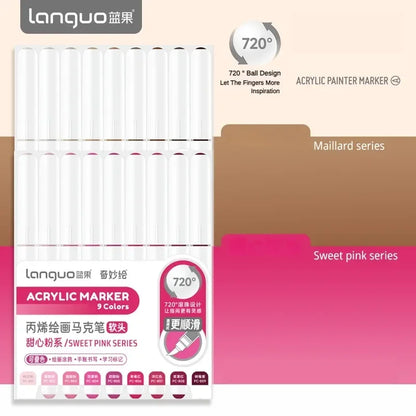 LANGUO 288/9 Colors Acrylic Marker Direct Liquid Soft Brush Paint Pen