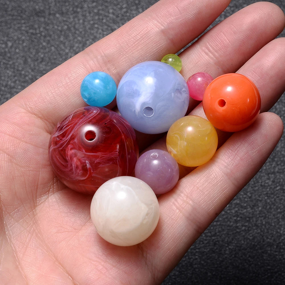 6-18mm Gradient Acrylic Beads Round Cat's Eye  Loose Spacer Beads