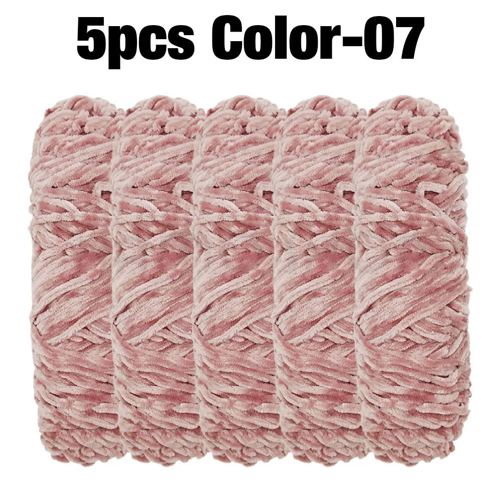 5 Rolls 100g Each Roll Premium Velvet Chenille Yarn