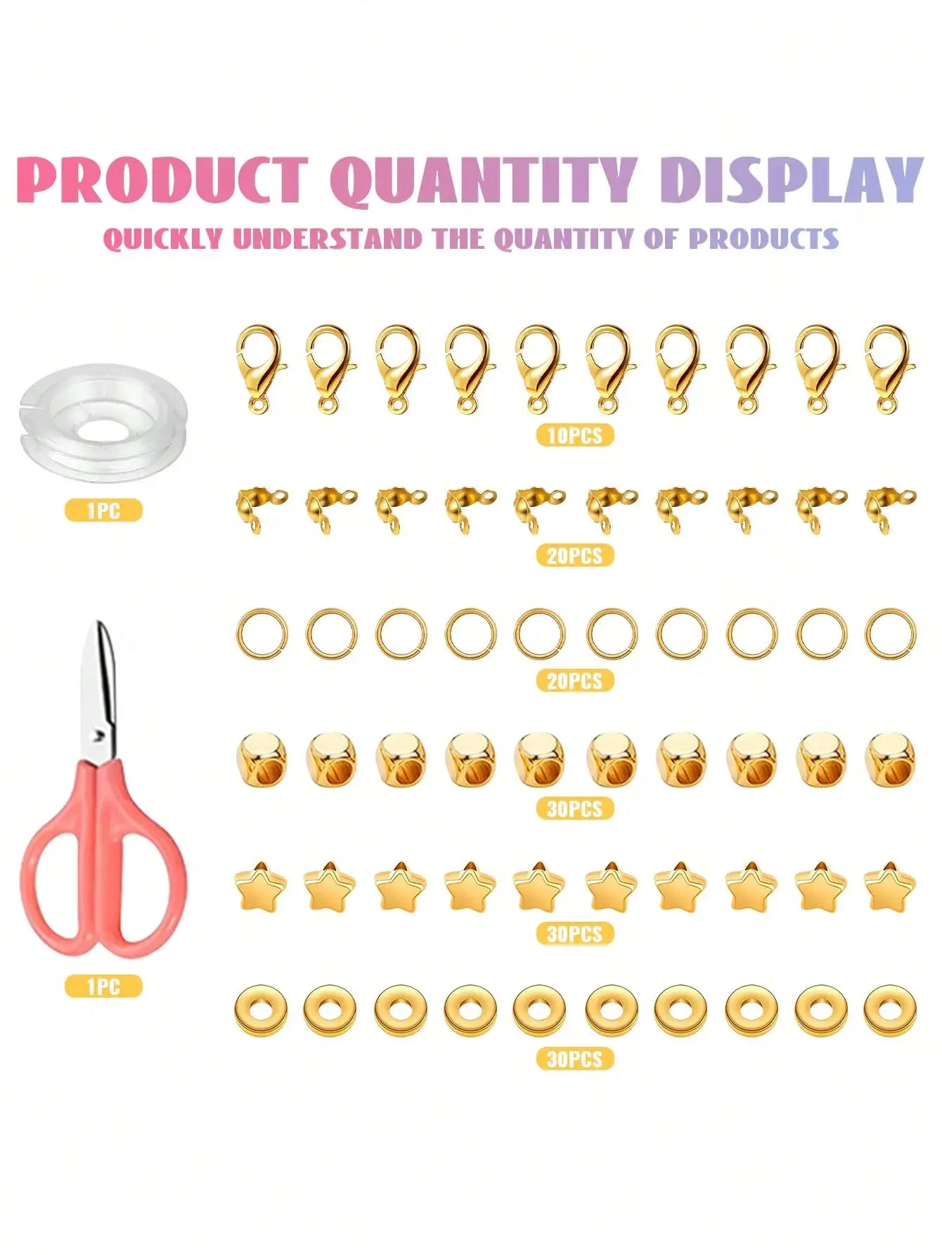 2400pcs Bracelet Making Kit with Clay Beads, 24-Color Flat Round