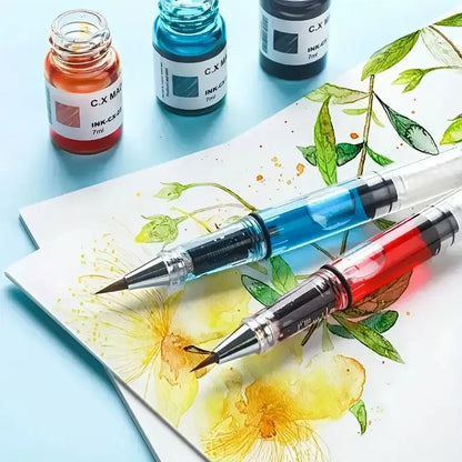 Self-priming watercolor pen, piston ink pen, can be filled with water (no liquid pigment)