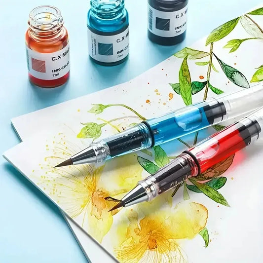 Self-priming watercolor pen, piston ink pen, can be filled with water (no liquid pigment)
