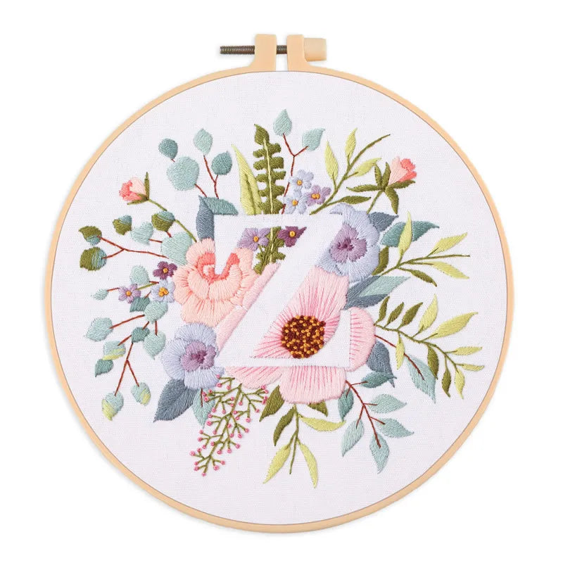 Letter Embroidery DIY Flowers Painting Full Needlework Bag