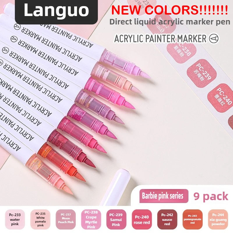 Languo 288/9 Direct Liquid Acrylic Paint Pens Brush Color Marker Pen