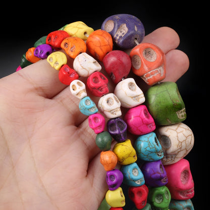 Skull Natural Stone Beads Blue White Turquoise Loose Spacer Beads