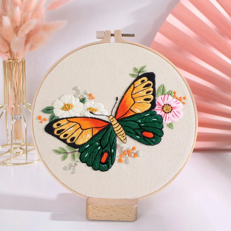 Embroidery Kit Butterfly Printed Pattern for Beginner