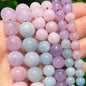 Natural Stone Dark Blue Chalcedony Jades Beads Round Loose Spacer Beads