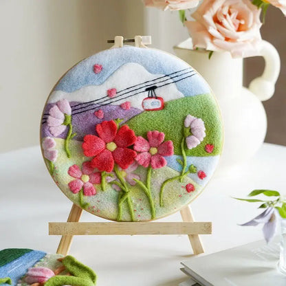 CHENISTORY 20x20cm Frame Wool Felting Painting