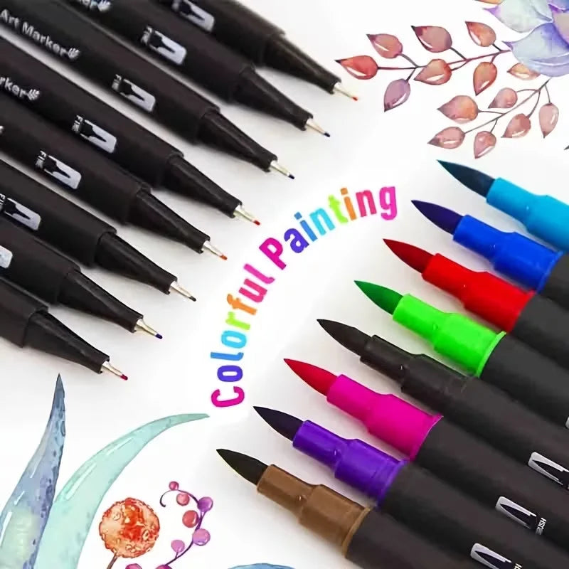 Vibrant Double-Ended Watercolor Markers – Art Set for Drawing & Crafts