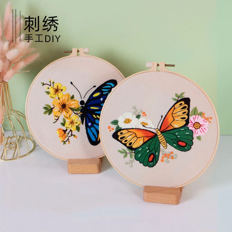 Embroidery Kit Butterfly Printed Pattern for Beginner