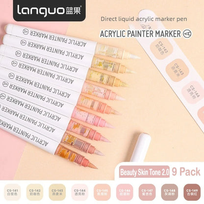 Languo 288/9 Direct Liquid Acrylic Paint Pens Brush Color Marker Pen