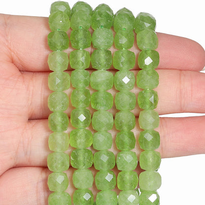 Natural Amethyst Beads 7-8mm Faceted Square Cube Geometric