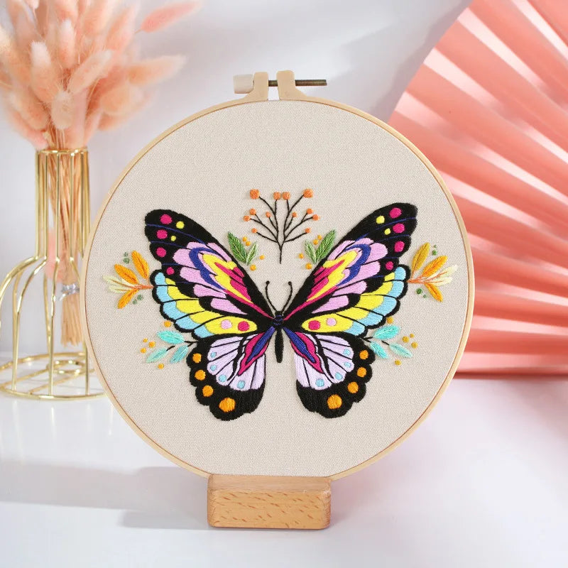Embroidery Kit Butterfly Printed Pattern for Beginner