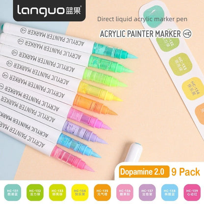 Languo 288/9 Direct Liquid Acrylic Paint Pens Brush Color Marker Pen
