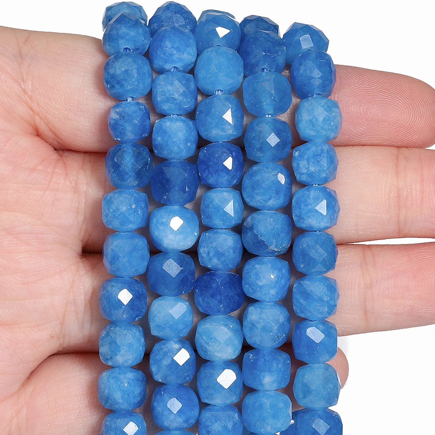 Natural Amethyst Beads 7-8mm Faceted Square Cube Geometric