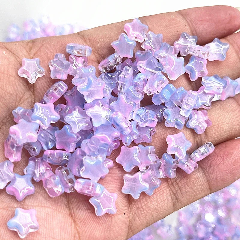 New 30pcs 8mm Five-pointed Star Matte Glass Beads Loose Spacer Beads