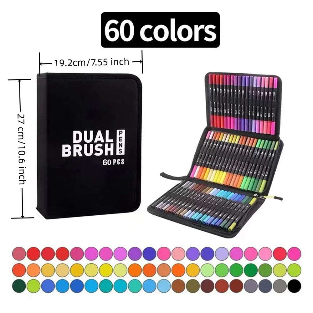 Dual Tip Brush Marker Pens with Fineliner  Felt Tip Pens Set,
