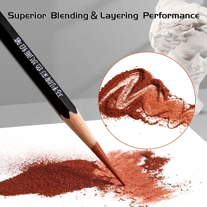 10pcs Marie's Professional Colored Charcoal Pencils Set,Skin Tone Color