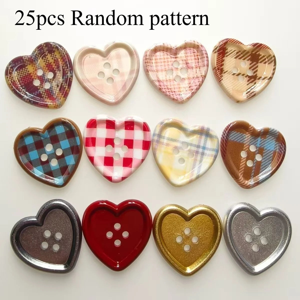 25Pcs Mixed Color Handmade Resin Round 2/4-hole Button