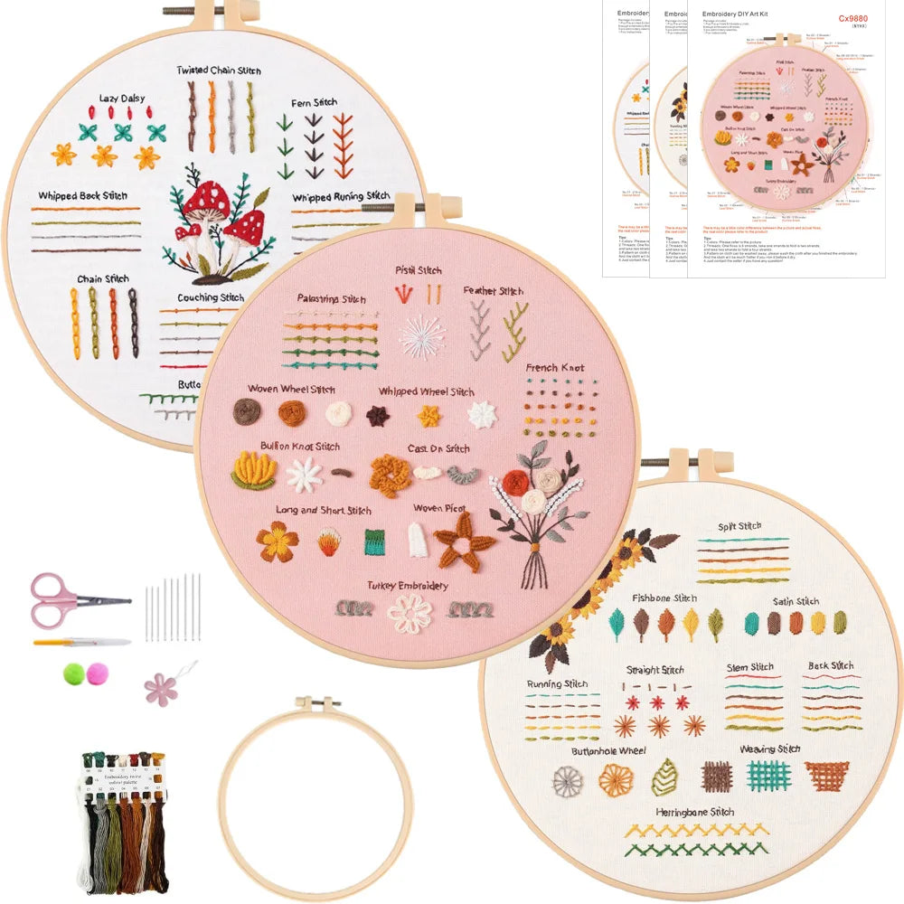 3/4pcs Embroidery Starter Kit for Diy Crafter