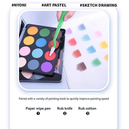 12 Colors Soft Artist Pastel Powdr Dry Wet Sketch  Graphite Charcoal Color Powder
