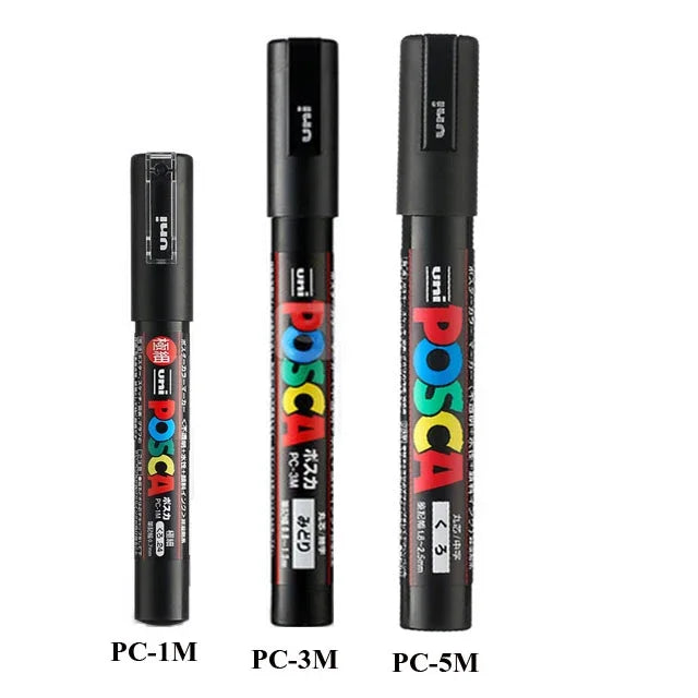 UNI POSCA Markers Set PC-1M/3M/5M Permanent Acrylic Paint Pen Quick Dry